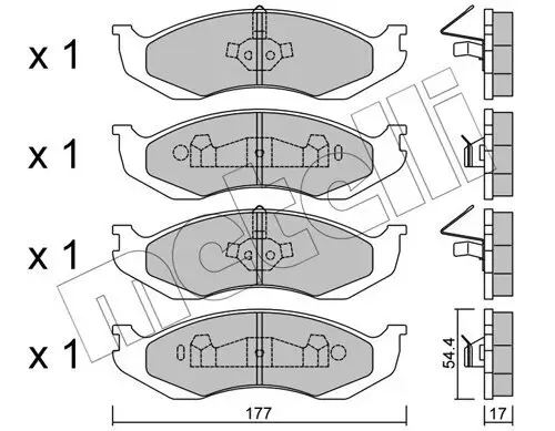 Bremsbelagsatz, Scheibenbremse Vorderachse METELLI 22-0218-0