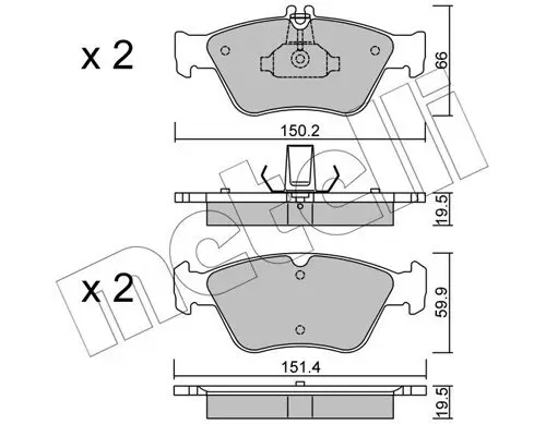 Bremsbelagsatz, Scheibenbremse Vorderachse METELLI 22-0219-0