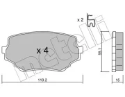 Bremsbelagsatz, Scheibenbremse Vorderachse METELLI 22-0249-0