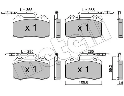 Bremsbelagsatz, Scheibenbremse Vorderachse METELLI 22-0251-1 Bild Bremsbelagsatz, Scheibenbremse Vorderachse METELLI 22-0251-1