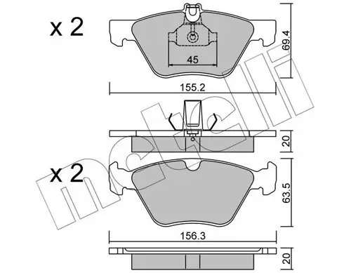 Bremsbelagsatz, Scheibenbremse Vorderachse METELLI 22-0252-0