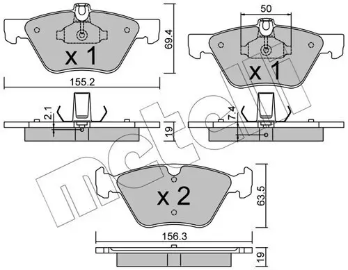 Bremsbelagsatz, Scheibenbremse Vorderachse METELLI 22-0252-1 Bild Bremsbelagsatz, Scheibenbremse Vorderachse METELLI 22-0252-1
