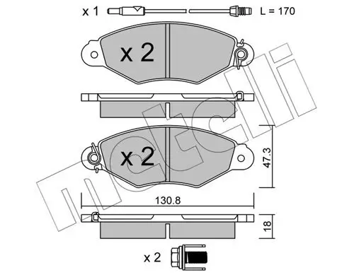 Bremsbelagsatz, Scheibenbremse Vorderachse METELLI 22-0253-1 Bild Bremsbelagsatz, Scheibenbremse Vorderachse METELLI 22-0253-1