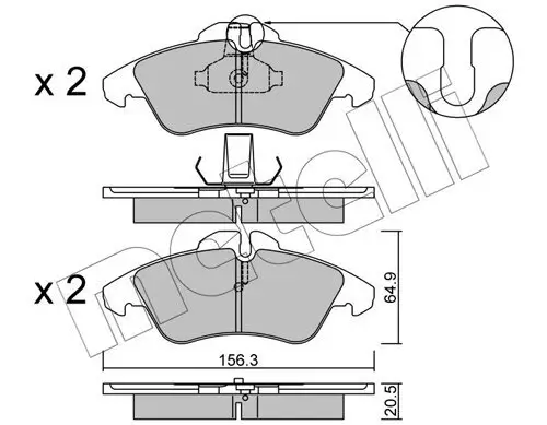 Bremsbelagsatz, Scheibenbremse Vorderachse METELLI 22-0256-0
