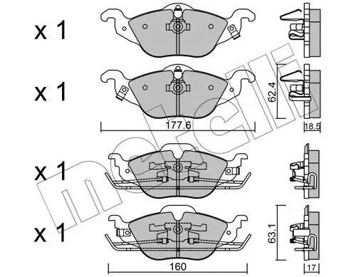 Bremsbelagsatz, Scheibenbremse METELLI 22-0257-0