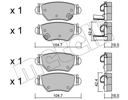 Bremsbelagsatz, Scheibenbremse Hinterachse METELLI 22-0259-0 Bild Bremsbelagsatz, Scheibenbremse Hinterachse METELLI 22-0259-0