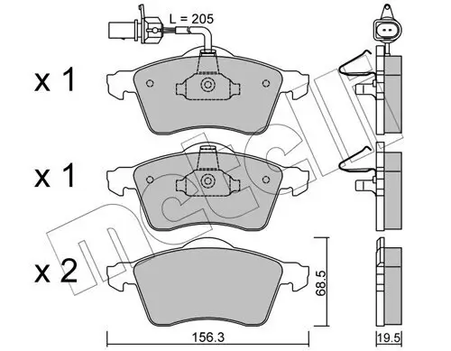 Bremsbelagsatz, Scheibenbremse Vorderachse METELLI 22-0263-1