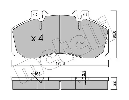 Bremsbelagsatz, Scheibenbremse METELLI 22-0267-0