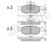 Bremsbelagsatz, Scheibenbremse Vorderachse METELLI 22-0274-2