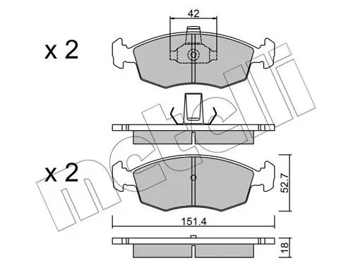 Bremsbelagsatz, Scheibenbremse Vorderachse METELLI 22-0274-3 Bild Bremsbelagsatz, Scheibenbremse Vorderachse METELLI 22-0274-3