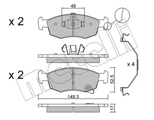 Bremsbelagsatz, Scheibenbremse Vorderachse METELLI 22-0274-6 Bild Bremsbelagsatz, Scheibenbremse Vorderachse METELLI 22-0274-6