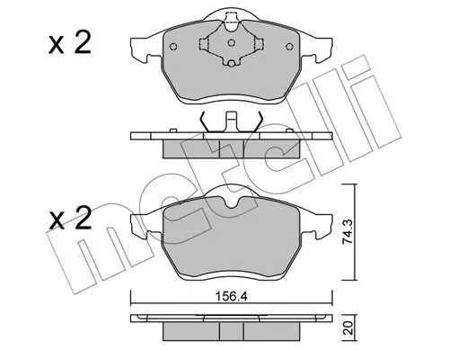 Bremsbelagsatz, Scheibenbremse Vorderachse METELLI 22-0279-0 Bild Bremsbelagsatz, Scheibenbremse Vorderachse METELLI 22-0279-0