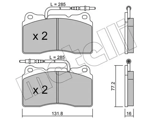 Bremsbelagsatz, Scheibenbremse Vorderachse METELLI 22-0288-2