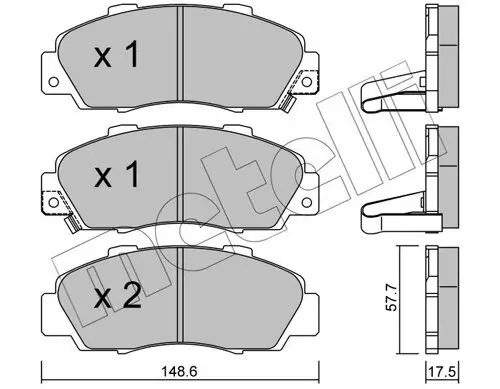 Bremsbelagsatz, Scheibenbremse Vorderachse METELLI 22-0298-0 Bild Bremsbelagsatz, Scheibenbremse Vorderachse METELLI 22-0298-0