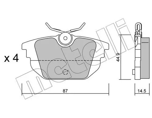 Bremsbelagsatz, Scheibenbremse Hinterachse METELLI 22-0299-0 Bild Bremsbelagsatz, Scheibenbremse Hinterachse METELLI 22-0299-0