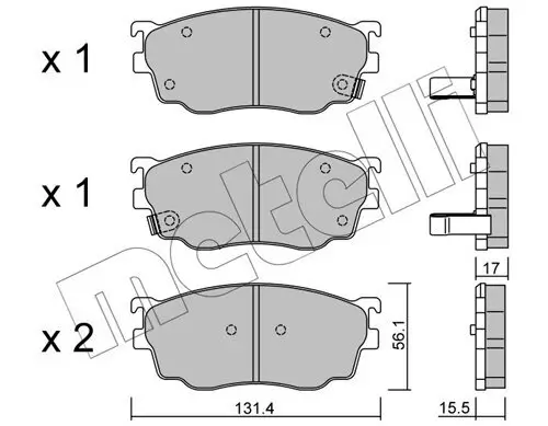 Bremsbelagsatz, Scheibenbremse Vorderachse METELLI 22-0301-0 Bild Bremsbelagsatz, Scheibenbremse Vorderachse METELLI 22-0301-0