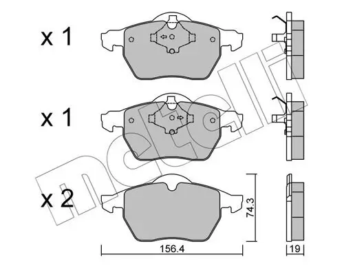 Bremsbelagsatz, Scheibenbremse Vorderachse METELLI 22-0314-1 Bild Bremsbelagsatz, Scheibenbremse Vorderachse METELLI 22-0314-1