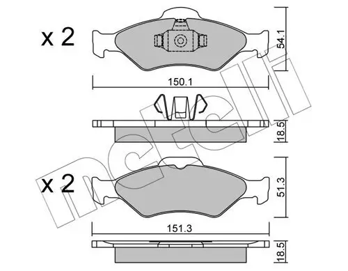 Bremsbelagsatz, Scheibenbremse Vorderachse METELLI 22-0315-0