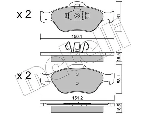 Bremsbelagsatz, Scheibenbremse Vorderachse METELLI 22-0316-0