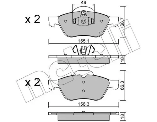 Bremsbelagsatz, Scheibenbremse Vorderachse METELLI 22-0335-1