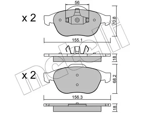 Bremsbelagsatz, Scheibenbremse Vorderachse METELLI 22-0336-1 Bild Bremsbelagsatz, Scheibenbremse Vorderachse METELLI 22-0336-1