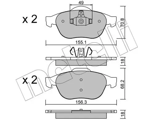 Bremsbelagsatz, Scheibenbremse Vorderachse METELLI 22-0336-2 Bild Bremsbelagsatz, Scheibenbremse Vorderachse METELLI 22-0336-2