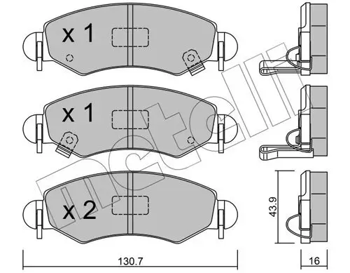 Bremsbelagsatz, Scheibenbremse Vorderachse METELLI 22-0339-1