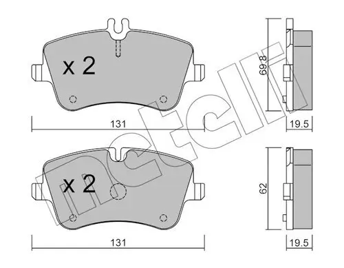 Bremsbelagsatz, Scheibenbremse Vorderachse METELLI 22-0342-0 Bild Bremsbelagsatz, Scheibenbremse Vorderachse METELLI 22-0342-0