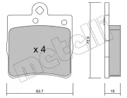 Bremsbelagsatz, Scheibenbremse Hinterachse METELLI 22-0343-0
