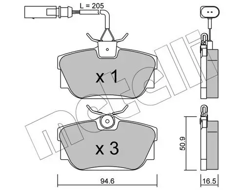 Bremsbelagsatz, Scheibenbremse Hinterachse METELLI 22-0346-1 Bild Bremsbelagsatz, Scheibenbremse Hinterachse METELLI 22-0346-1