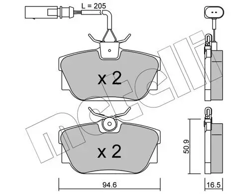 Bremsbelagsatz, Scheibenbremse Hinterachse METELLI 22-0346-2 Bild Bremsbelagsatz, Scheibenbremse Hinterachse METELLI 22-0346-2