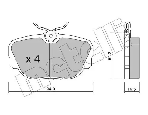Bremsbelagsatz, Scheibenbremse Hinterachse METELLI 22-0351-0 Bild Bremsbelagsatz, Scheibenbremse Hinterachse METELLI 22-0351-0