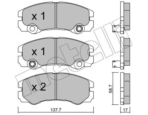 Bremsbelagsatz, Scheibenbremse Vorderachse METELLI 22-0357-1
