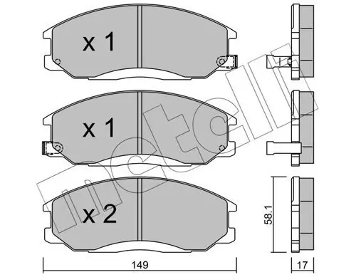 Bremsbelagsatz, Scheibenbremse Vorderachse METELLI 22-0364-0