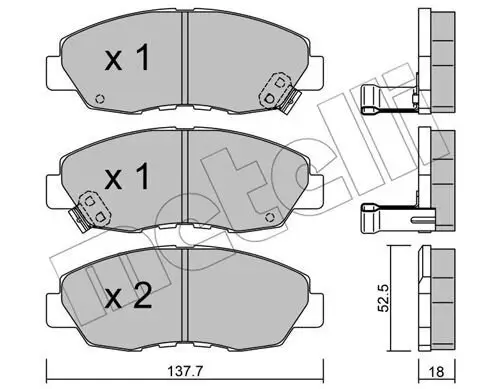 Bremsbelagsatz, Scheibenbremse Vorderachse METELLI 22-0384-0