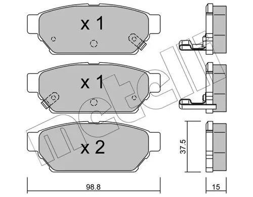 Bremsbelagsatz, Scheibenbremse Hinterachse METELLI 22-0396-0