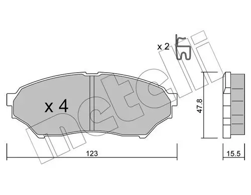 Bremsbelagsatz, Scheibenbremse Vorderachse METELLI 22-0397-0 Bild Bremsbelagsatz, Scheibenbremse Vorderachse METELLI 22-0397-0