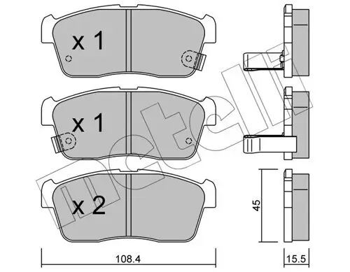 Bremsbelagsatz, Scheibenbremse Vorderachse METELLI 22-0415-0 Bild Bremsbelagsatz, Scheibenbremse Vorderachse METELLI 22-0415-0