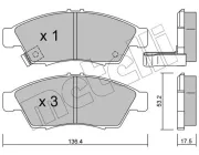 Bremsbelagsatz, Scheibenbremse Vorderachse METELLI 22-0437-0