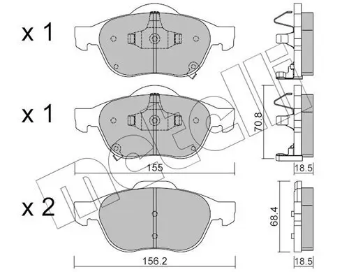 Bremsbelagsatz, Scheibenbremse Vorderachse METELLI 22-0448-0 Bild Bremsbelagsatz, Scheibenbremse Vorderachse METELLI 22-0448-0