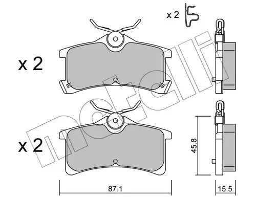 Bremsbelagsatz, Scheibenbremse Hinterachse METELLI 22-0449-0 Bild Bremsbelagsatz, Scheibenbremse Hinterachse METELLI 22-0449-0