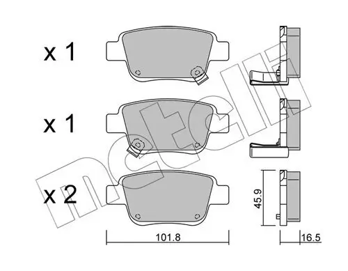 Bremsbelagsatz, Scheibenbremse Hinterachse METELLI 22-0451-0