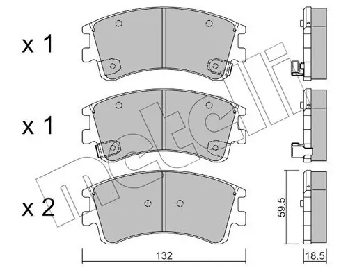 Bremsbelagsatz, Scheibenbremse Vorderachse METELLI 22-0476-0 Bild Bremsbelagsatz, Scheibenbremse Vorderachse METELLI 22-0476-0