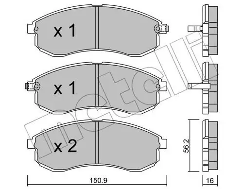 Bremsbelagsatz, Scheibenbremse Vorderachse METELLI 22-0482-0 Bild Bremsbelagsatz, Scheibenbremse Vorderachse METELLI 22-0482-0