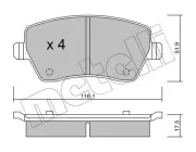 Bremsbelagsatz, Scheibenbremse Vorderachse METELLI 22-0485-0