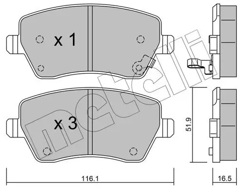 Bremsbelagsatz, Scheibenbremse Vorderachse METELLI 22-0485-1