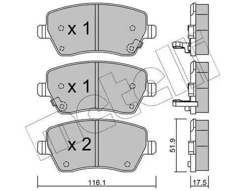 Bremsbelagsatz, Scheibenbremse Vorderachse METELLI 22-0485-2 Bild Bremsbelagsatz, Scheibenbremse Vorderachse METELLI 22-0485-2