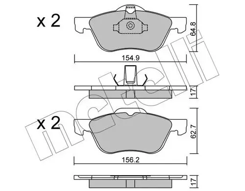 Bremsbelagsatz, Scheibenbremse Vorderachse METELLI 22-0489-0 Bild Bremsbelagsatz, Scheibenbremse Vorderachse METELLI 22-0489-0