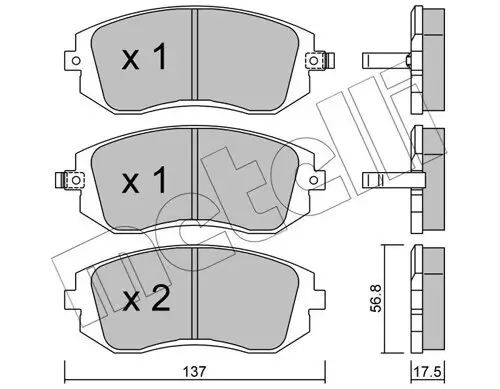 Bremsbelagsatz, Scheibenbremse Vorderachse METELLI 22-0500-0