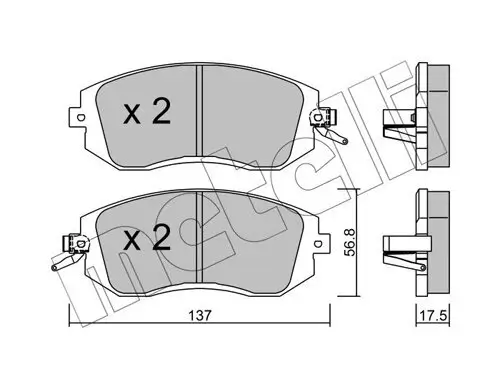 Bremsbelagsatz, Scheibenbremse Vorderachse METELLI 22-0500-1